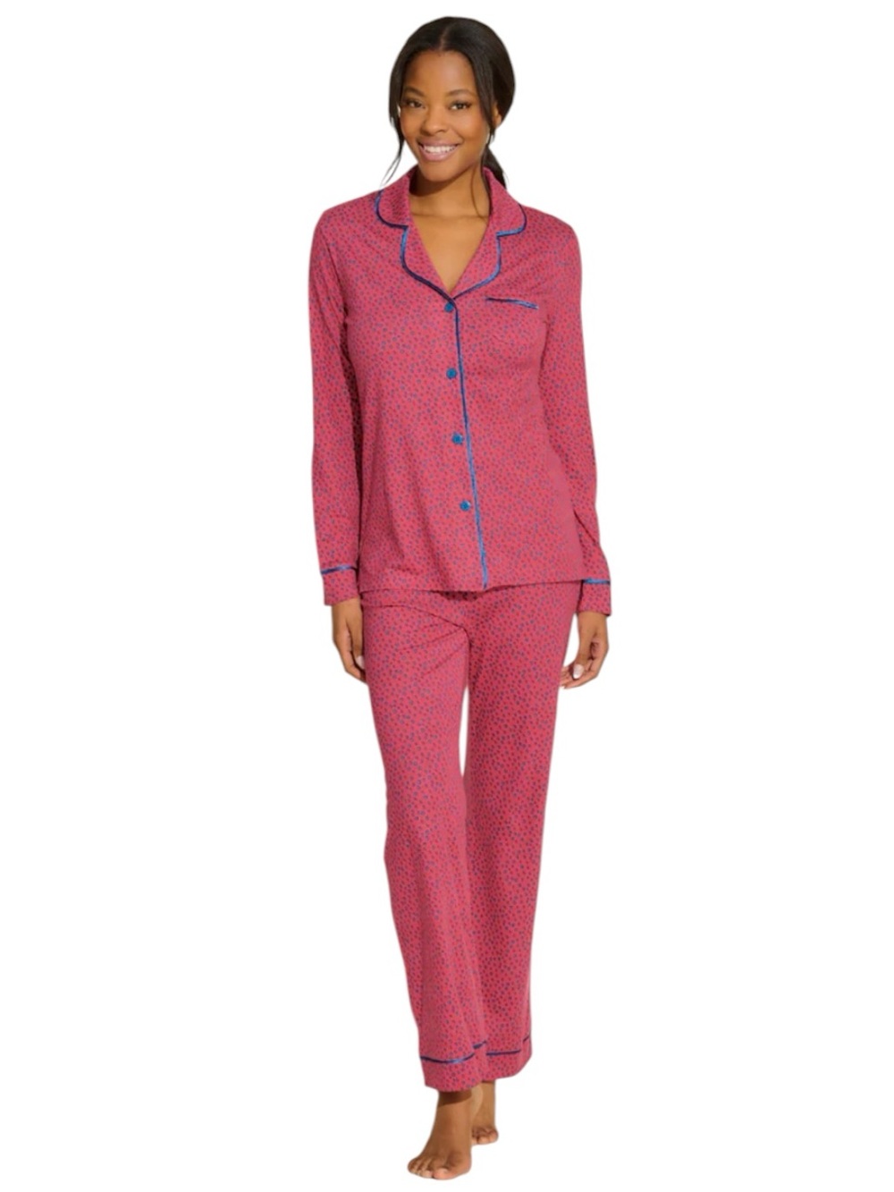 Cosabella Bella Pima Cotton Modal Pajama Set Pink Red Navy Print NWT 2X